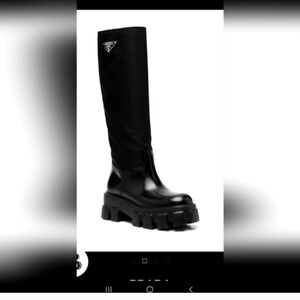Prada Women's Black Over the Knee Boots Calf Size Inch